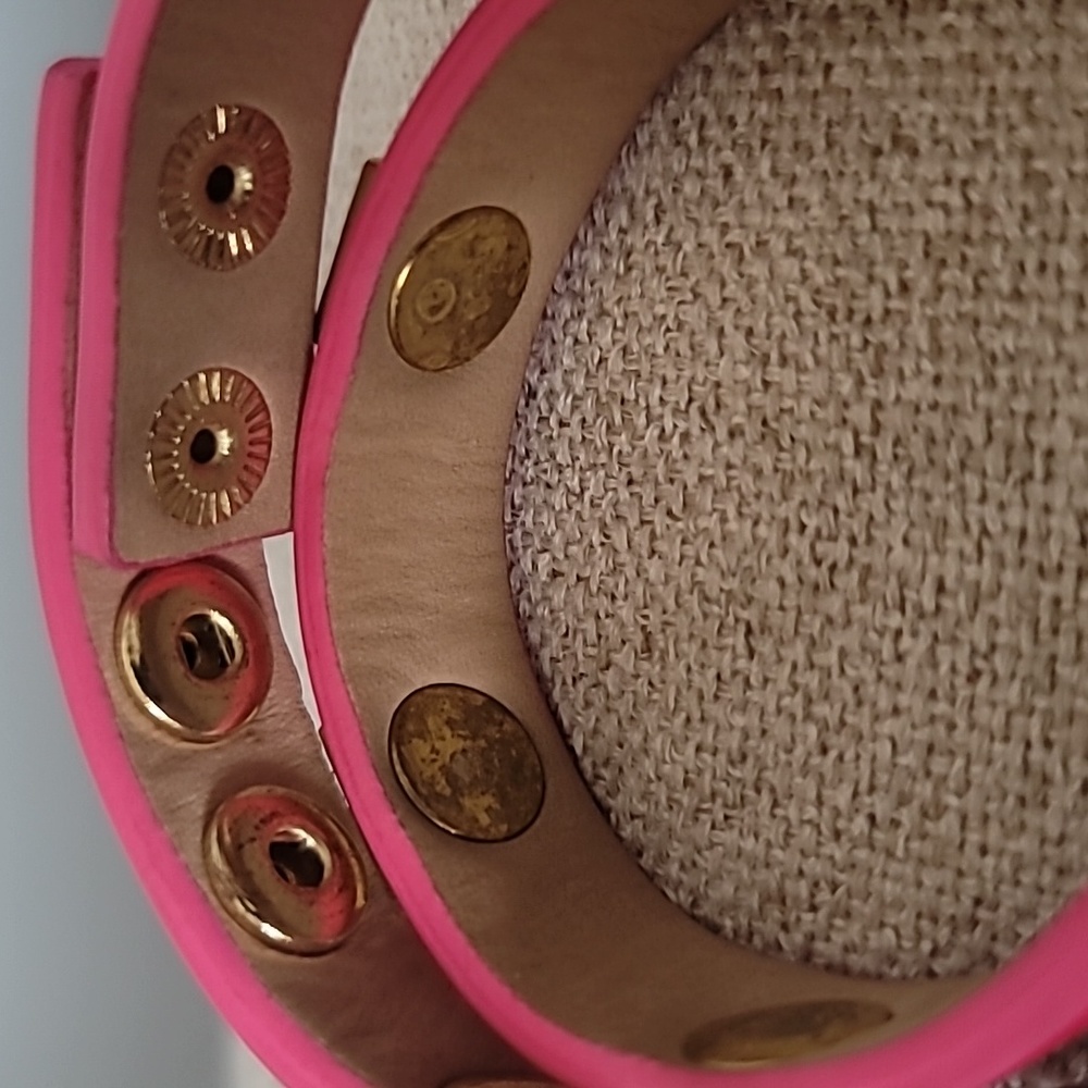 Rustic Cuff Pink Patent Double Wrap Bracelet Meag… - image 5